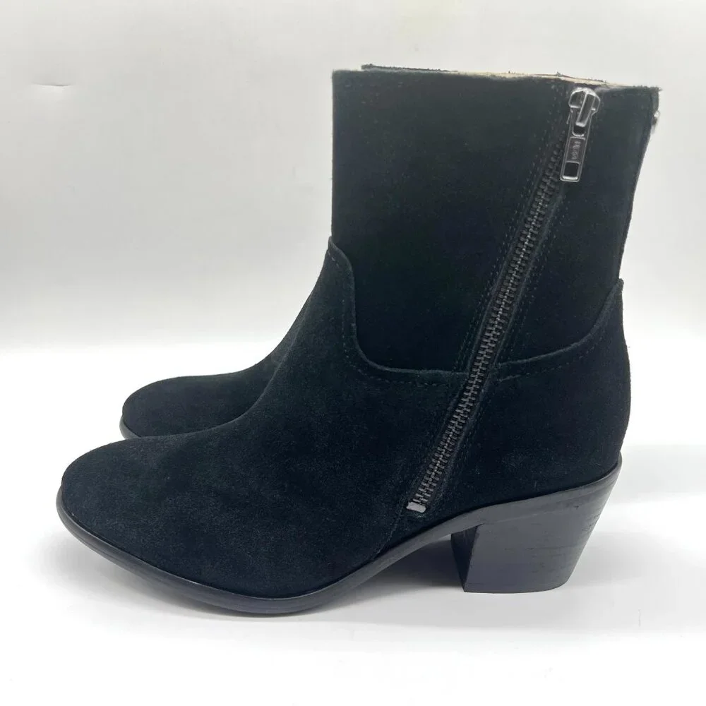 Ugg Womens Size‎ 6.5 6.5M Breeda Black Suede Leather Ankle Boots Shoes